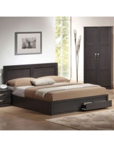 LIFE Κρεβάτι Διπλό, 2 Συρτάρια, για Στρώμα 150x200 cm, Απόχρωση Zebrano