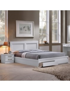 LIFE Κρεβάτι Διπλό, 2 Συρτάρια, για Στρώμα 150x200 cm, Απόχρωση Άσπρο
