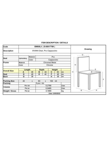 VIVIAN Chair Metal Chrome-Pvc Cappuccino