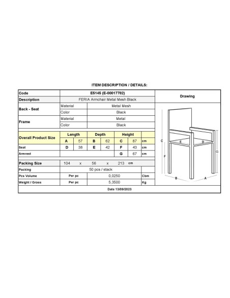 FERIA Armchair Steel Mesh Black