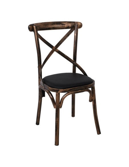 MARLIN Καρέκλα Τραπεζαρίας Μέταλλο Βαφή Black Gold, PU Μαύρο