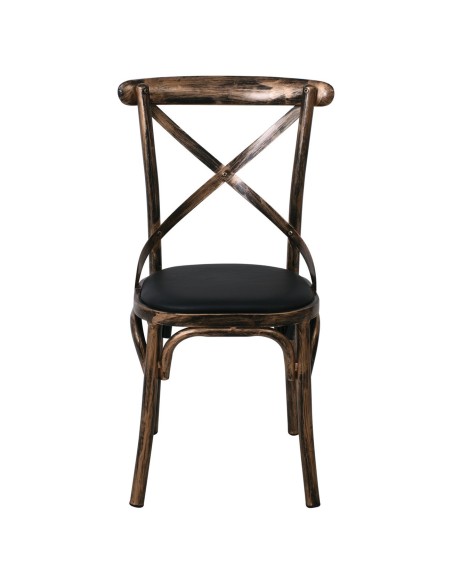 MARLIN Καρέκλα Τραπεζαρίας Μέταλλο Βαφή Black Gold, PU Μαύρο