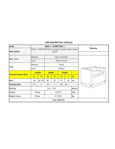 CHESTERFIELD York Armchair Brown...