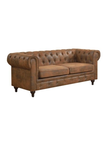 CHESTERFIELD York 3-Seater Sofa Brown Camel Fabric