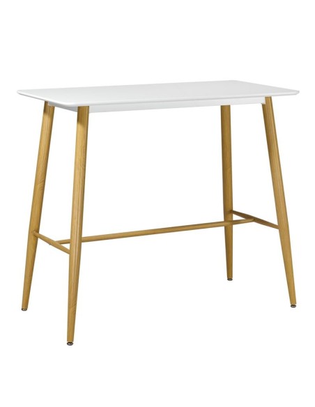 LAVIDA Τραπέζι BAR Μέταλλο Βαφή Φυσικό, Άσπρο MDF