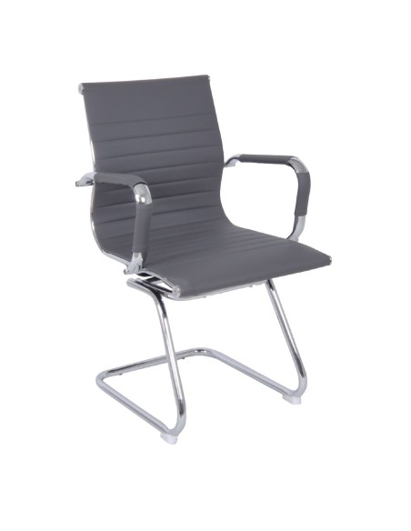 BF3300V Πολυθρόνα Γραφείου Επισκέπτη, Μέταλλο Βάση Χρώμιο PU Γκρι