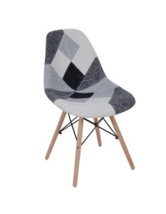 ART Wood Chair PP, Patchwork Fabric B&W
