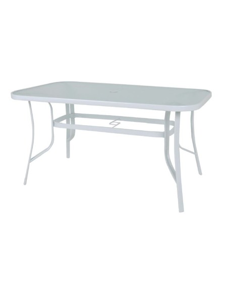 RIO Τραπέζι Κήπου - Βεράντας, Μέταλλο Βαφή  Άσπρο, Γυαλί