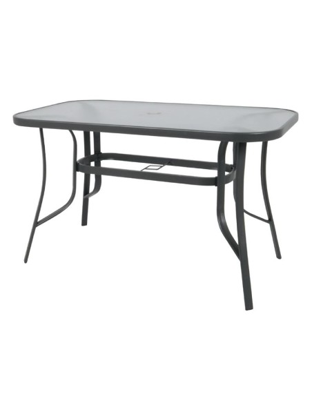 RIO Τραπέζι Κήπου - Βεράντας, Μέταλλο Βαφή Ανθρακί, Γυαλί