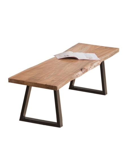 LIZARD Πάγκος Μέταλλο Βαφή Μαύρο, Ξύλο Ακακία Φυσικό