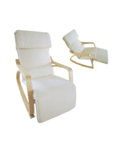 HAMILTON Super Relax Armchair Natural (Birch)/Fabric White