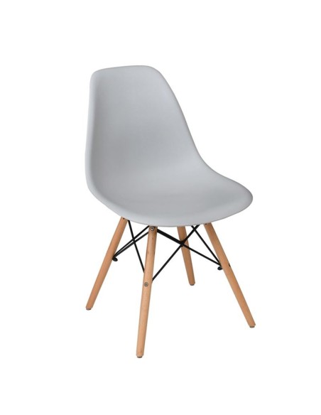 ART Wood Καρέκλα Τραπεζαρίας - Κουζίνας, Πόδια Οξιά, Κάθισμα PP Γκρι - 1 Step K-D - Pro