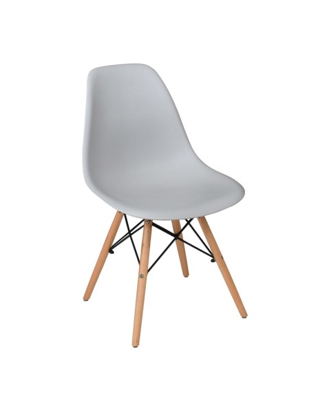 ART Wood Καρέκλα Τραπεζαρίας - Κουζίνας, Πόδια Οξιά, Κάθισμα PP Γκρι - 1 Step K-D - Pro