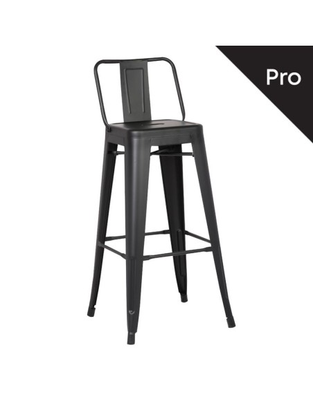 RELIX Bar Stool-Pro w-Back Metal Black Matte