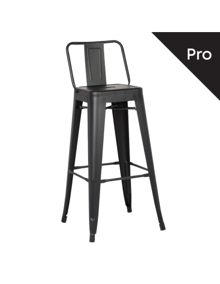 RELIX Bar Stool-Pro w-Back Metal Black Matte