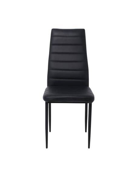 JETTA Καρέκλα Τραπεζαρίας Κουζίνας, Μέταλλο Βαφή Μαύρο Pvc Μαύρο (Συσκ.6)