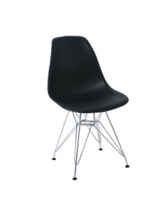 ART Καρέκλα Tραπεζαρίας Κουζίνας Μέταλλο Χρώμιο - PP Μαύρο
