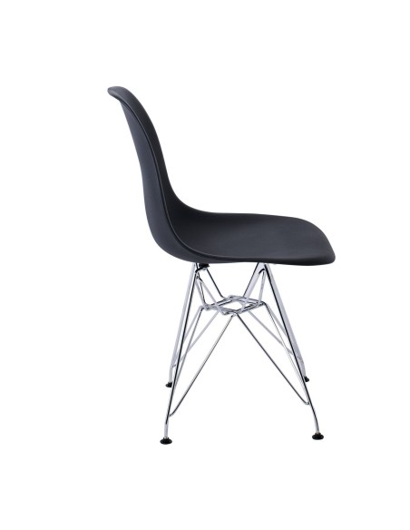 ART Καρέκλα Τραπεζαρίας Κουζίνας Μέταλλο Χρώμιο - PP Μαύρο