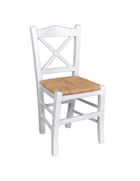 METRO Καρέκλα Οξιά Βαφή Εμποτισμού Λάκα Άσπρο, Κάθισμα Ψάθα