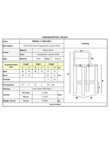 SIFNOS Bar Stool Impregnation Lacquer...
