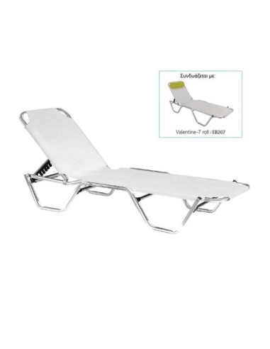 CRETA Alu Lounger, White Textilene