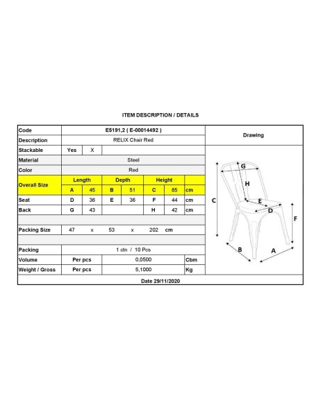 RELIX Chair-Pro Metal Red