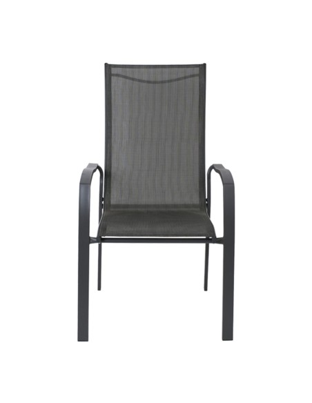 VERONA Dining Πολυθρόνα Κήπου - Βεράντας, Μέταλλο Βαφή Ανθρακί, Textilene Γκρι