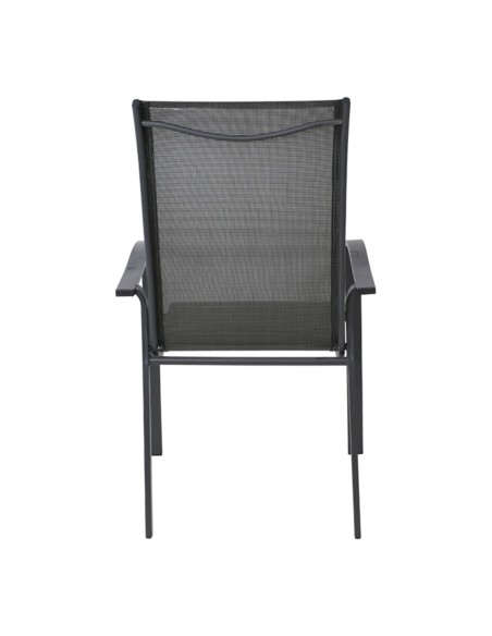 VERONA Dining Πολυθρόνα Κήπου - Βεράντας, Μέταλλο Βαφή Ανθρακί, Textilene Γκρι