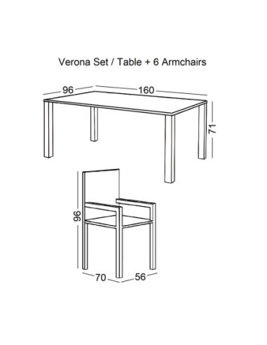 VERONA Set Τραπεζαρία Κήπου: Μέταλλο...