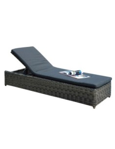 MONTANA Sunbed Grey/Brown Wicker (Cushion Anthracite)