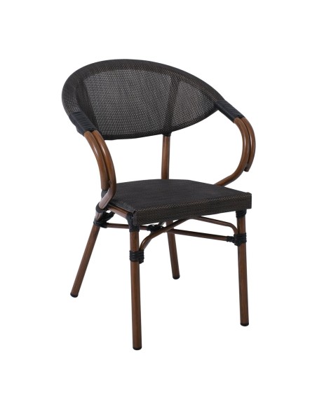 COSTA Armchair Alu Walnut-Textilene mixed Black