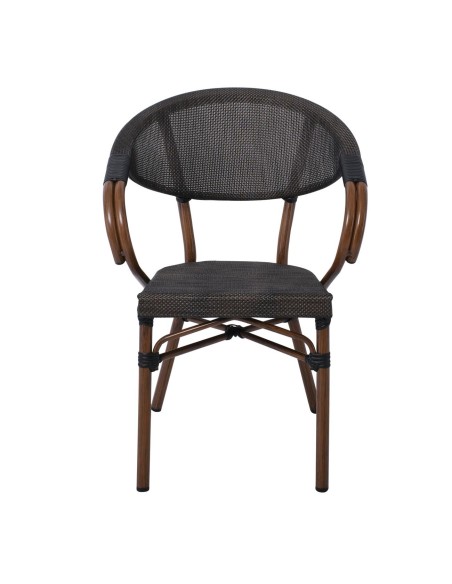 COSTA Armchair Alu Walnut-Textilene mixed Black
