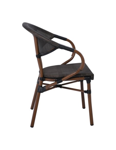 COSTA Armchair Alu Walnut-Textilene mixed Black