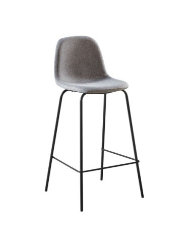 CELINA Bar Stool Black Metal, Grey...