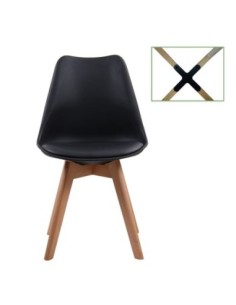 MARTIN Καρέκλα Metal Cross Ξύλο, PP Μαύρο Μονταρισμένη Ταπετσαρία