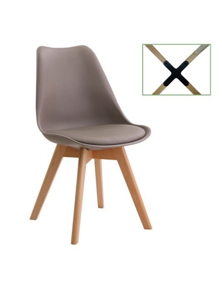 MARTIN Καρέκλα Metal Cross, Ξύλο PP Sand Beige, Μονταρισμένη Ταπετσαρία