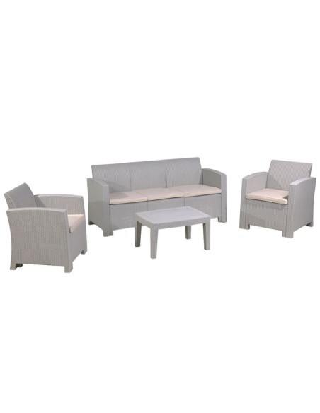 SAVANNA Set Σαλόνι Κήπου Βεράντας  K-D, PP-UV Sand Grey Μαξιλάρια Μπεζ