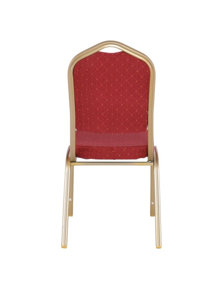 HILTON Banquet chair-Light Gold Metal Frame-Red Fabric