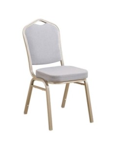 HILTON Banquet chair/Light Gold Metal Frame/Grey Fabric