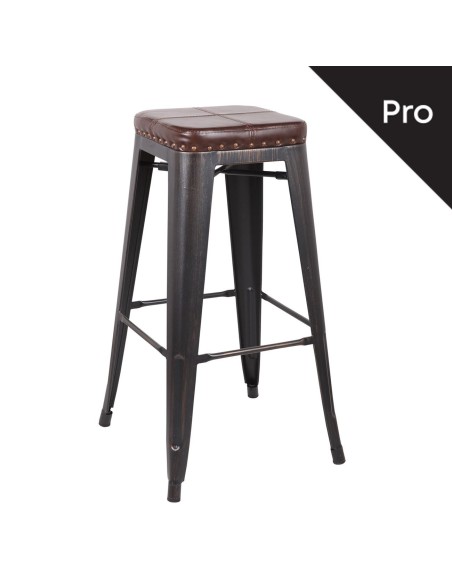 RELIX Bar Stool-Pro Metal Antique Black-Pu Dark Brown