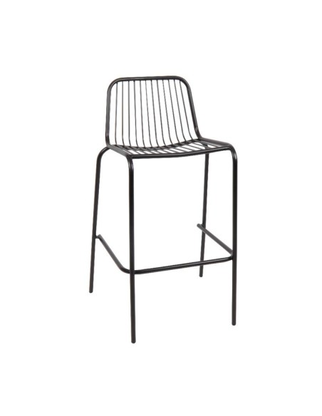 NEXUS Σκαμπό Bar με Πλάτη, Στοιβαζόμενο, Μέταλλο Βαφή Μαύρο