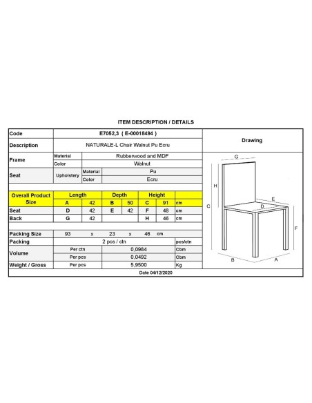NATURALE Chair Walnut-Pu Ecru