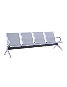 Waiting Seat 4-Seater Steel Mesh Grey (Chrome Frame)