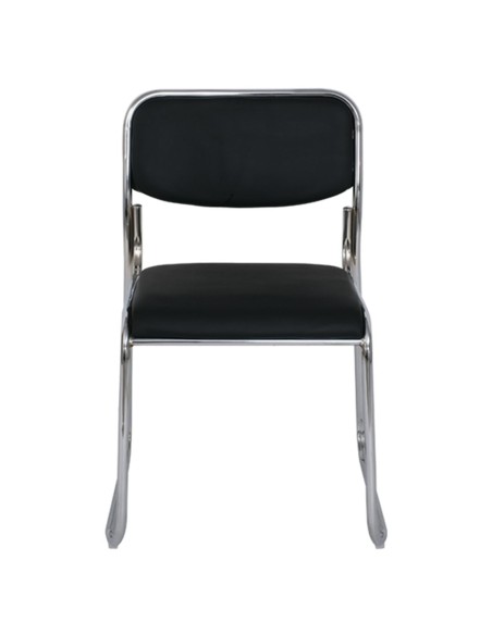 CAMPUS Καρέκλα Επισκέπτη Γραφείου, Στοιβαζόμενη Χρώμιο Μέταλλο, Soft Pu Μαύρο