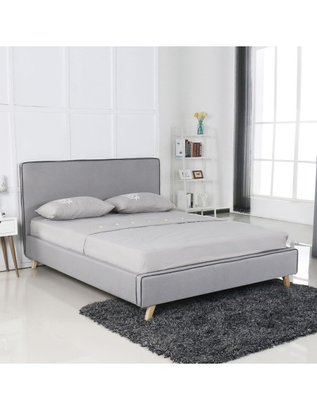 MORISSON Bed (for Mattress 160x200cm) Light Grey Fabric