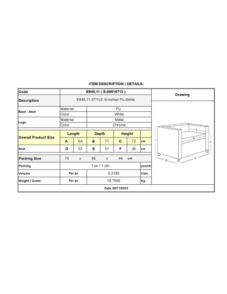 STYLE K-D Armchair White Pu