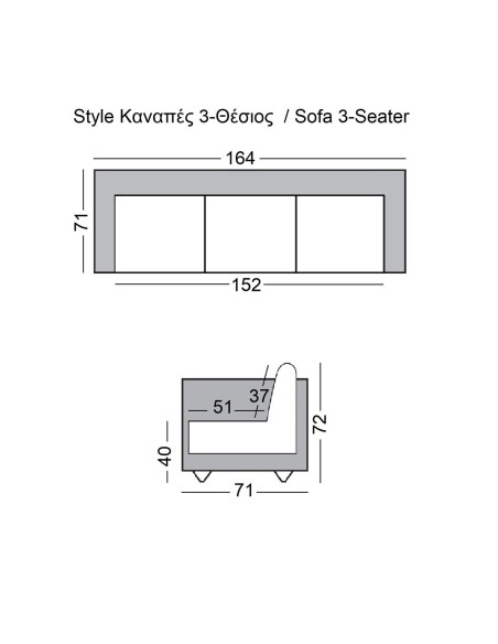 STYLE 3-Seater K-D Sofa Cappuccino Pu