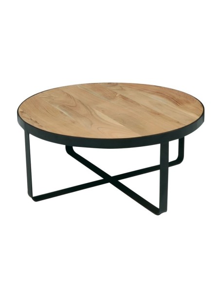 OVEN Coffee Table d.80x35 Acacia Natural Finish (Black Paint)