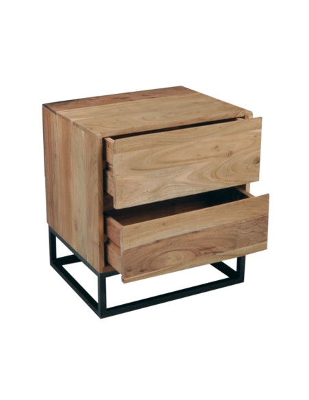 NEPAL Bedside 50x40x55 Acacia Natural Finish (Black Paint)