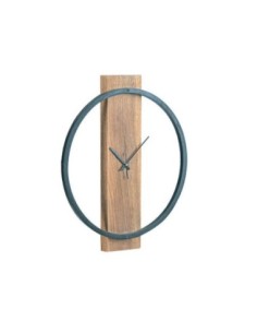 CLOCK-1 Ρολόι Τοίχου Μέταλλο Βαφή Μαύρο, Ξύλο Ακακία Φυσικό